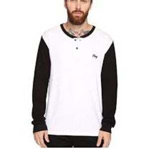 Obey Propaganda Henley White Long Sleeve Crew Neck Shirt Men’s Size: Medium